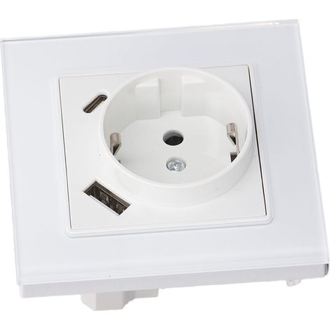 Prise murale encastrée USB Type C 5 V 2,1 A (norme UE) avec panneau en verre trempé, type 82, 250 V CA, 3520 W (1/5)