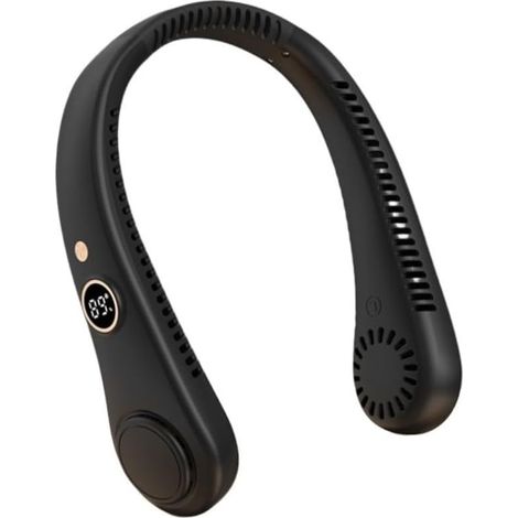Ventilateur de Cou Portable - Sans pales refroidissement 360° - Intérieur extérieur - silencieux longue autonomie - Noir (1/4)