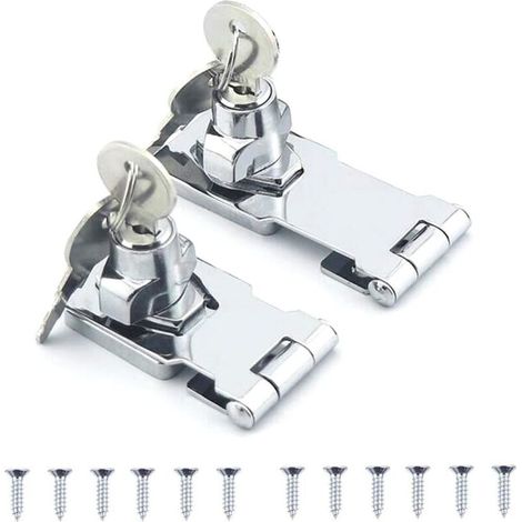 [NIEMALS VERWENDET] 2 Stück Edelstahl-Türriegel mit Vorhängeschloss und Schlüssel, für Türen und Schränke, Schubladen, Türen und Schlösser mit (6,4 cm und 7,9 cm)