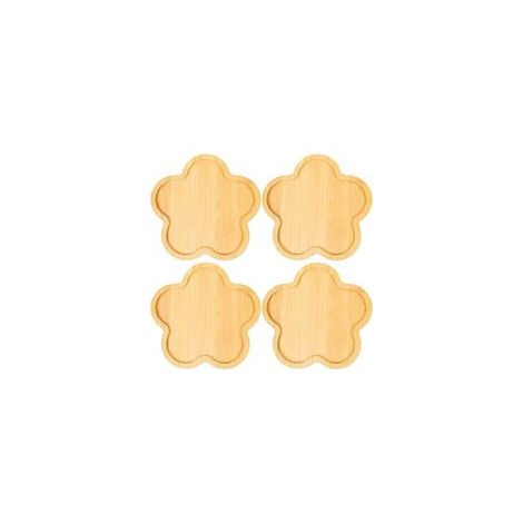 Set mit 4 handgefertigten Holzuntersetzern – dickwandig und hitzebeständig, ideal für Büros, Bars und Bauernhöfe – Untersetzer aus natürlichem Bambus zum Schutz Ihrer Getränke – Crezuo