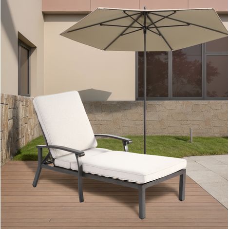 Sillón tumbona reclinable con cojín beige aluminio HAVRYA (1/5)