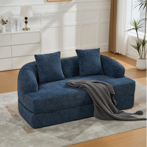 CHICFURN Divano letto 2 posti 157x84x65 cm in ciniglia grigio chiaro per piccoli spazi (1/5)