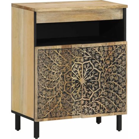 Armario lateral retro con amplio espacio de almacenamiento 60 x 33 x 75 cm de madera maciza de mango natural 020047292 (1/5)
