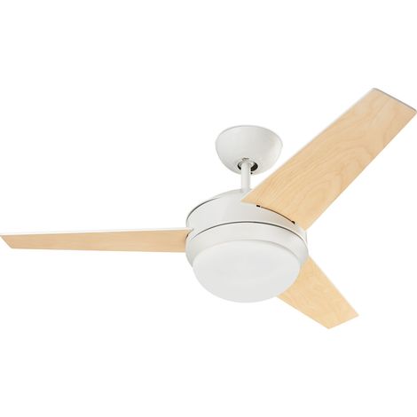 Forlight Windy - Ventilador de Techo con Luz E27. Ventilador Silencioso con 3 Velocidades, Programable y Función Invierno/Verano Giro Inverso. Acero Blanco con Palas Reversibles de Madera. 1016mm (1/5)