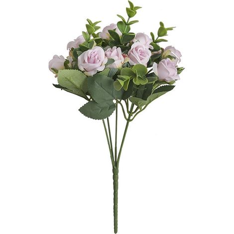 Bouquet De Roses Artificielles - 32 cm - Fleur Synthétique En Plastique Et Soie Avec Tige Flexible En Fil Métallique - Décoration Intérieure Pour Mariage Bureau Maison - 1 Pièce (1/3)