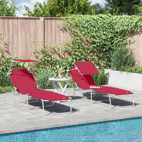 Sonnenliege 2 pcs Rot 58 x 188 x 77cm Polyester
