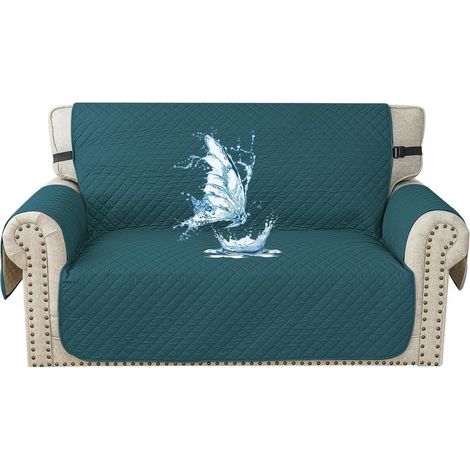 Sofa Überwurf 2 Sitzer Dunkelgrün, Wasserdicht & Rutschfest, Haustierfreundlich, Waschbar (1/5)