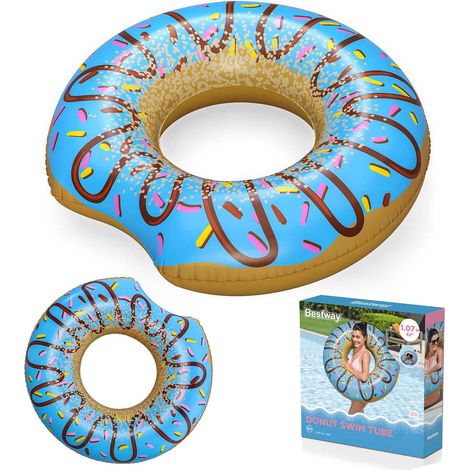 Flotador hinchable para playa, color azul, con forma de rosquilla, 107 cm, BESTWAY