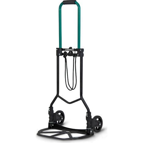 Vonroc – Diable pliant 80kg – Aluminium léger – Antidérapant – Tendeurs élastiques 1,5m – Roues caoutchouc 13cm