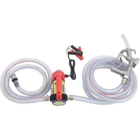 Electric Diesel Transfer Pump, 12V 200W Diesel Pump 45L/min Fuel Transfer Pumps with Manual Nozzle & Steel Wire Hose for Agricultural Machinery Boat Motorhome