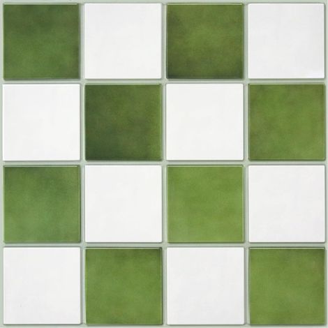 Carrelage Adhesif pour Cuisine,PVC Carre Mat,10 Pieces,Stickers 3D,Carrelage Mural Autocollant, de Cuisine,Credence de Autocollante,Salle de Bain,30 × 30 cm (Vert et blanc) (1/5)