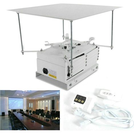 Soporte universal para proyector, proyector eléctrico, soporte de techo para techo, elevación de 1 m, máx. 10 kg, con mando a distancia, para escuelas, salas de conferencias (1/5)