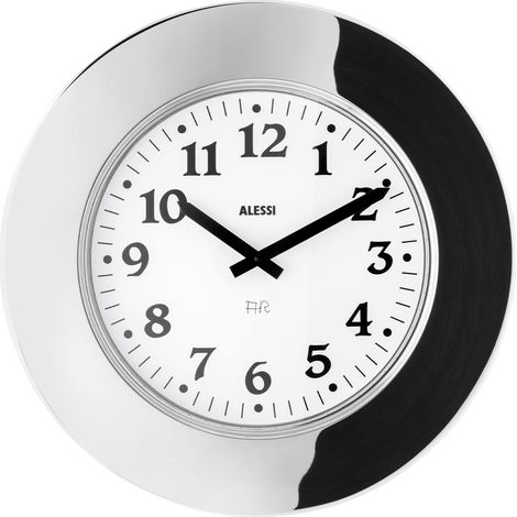 Alessi Orologio da parete "Momento" in acciaio inossidabile, Movimento al quarzo, Argento (1/4)