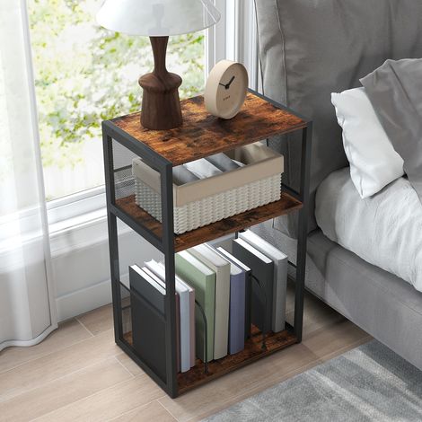 Meuble pour Tourne-Disque, sur 3 Niveaux, Rangement Vinyle jusqu'à 100 Albums, Bout de Canapé pour Salon, Chambre, Marron (1/5)