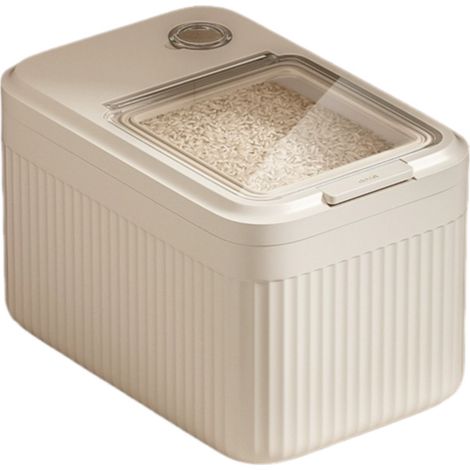 Seau à riz ménager hermétique, étanche à l'humidité et aux insectes, grande capacité, pour le stockage du riz, de la farine ou des céréales. Modèle uni [paquet de 5 kg], doseur offert. (1/5)