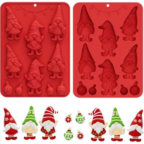 Solidchoice - Moule en silicone pour chocolats 3D avec motif de boule de Noël gnome (1/5)