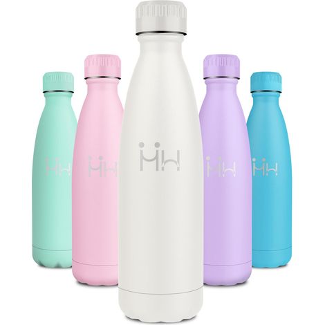 Gourde Inox 500ml, Gourde Inox Réutilisable, Facile à Ouvrir, sans BPA, Étanche Double Paroi, Anti-Fuite, Bouteille Isotherme pour École, Enfant, Bureau, Randonnée, Voyage, Camping (1/5)