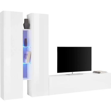 Parete Attrezzata Soggiorno 280x30x180 cm con 2 Colonne e Porta TV (1/5)