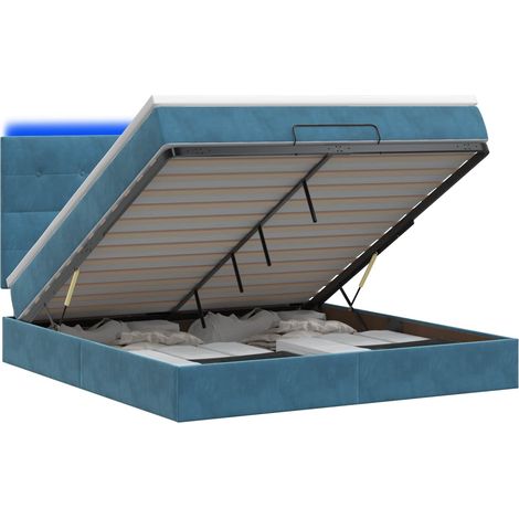 Maison Exclusive - Lit coffre avec matelas et LED Bleu foncé 140 x 190 cm Velours (1/5)