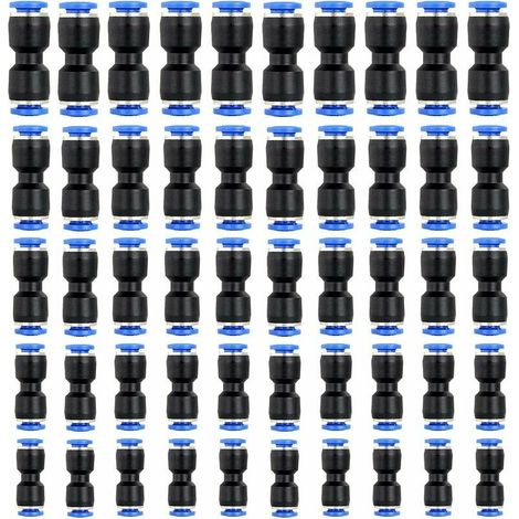 Raccords pneumatiques droits, 50 raccords de tuyau à connexion rapide pour OD 4 mm 6 mm 8 mm 10 mm 12 mm (50 pièces) (1/5)