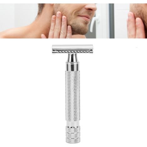 Rasoir de Sûreté Vintage avec Manche Ergonomique Anti-Rouille - Idéal Barbier Maison, Salon & Voyage - Cadeau Homme