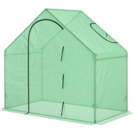 Serre de jardin Outsunny Serre de jardin PE, serre de balcon, bâche renforcée, châssis en acier, porte zippée enroulable, pour légumes plantes, intérieur et extérieur, 180 x 100 x 168 cm, vert (1/5)