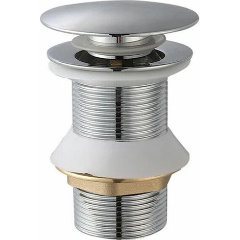 SABIR Tuyau de vidange de lavabo, tuyau de vidange automatique universel, tuyau de vidange automatique sans clapet, avec bouchon de vidange, ouverture sans vanne d'arrêt en acier inoxydable chromé, ut (1/5)