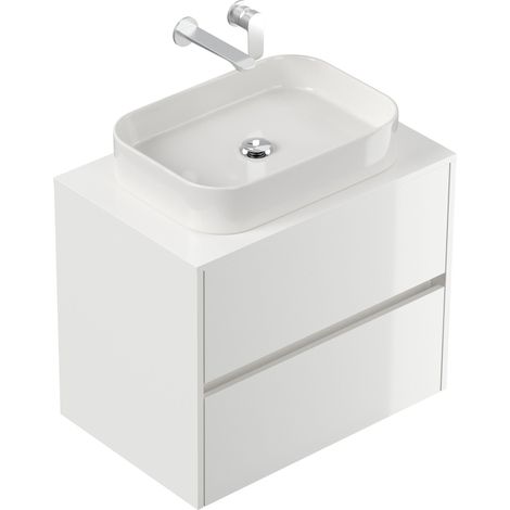 Badmöbel Taifun 70cm mit rechteckigem Aufsatzwaschbecken weiß Hgl