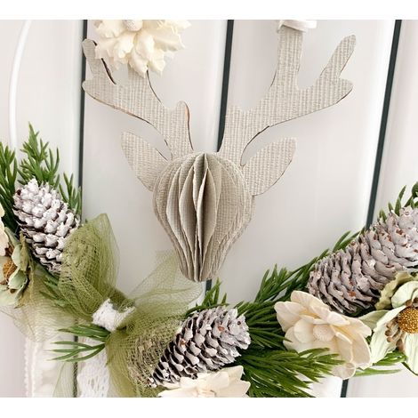 Pendentif décoratif en papier représentant un renne de Noël, 15 cm (1/5)