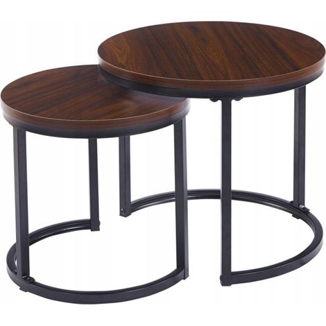 Tavolino da caffè rotondo in noce scuro, stile scandinavo Furnitex per il SOGGIORNO (1/4)