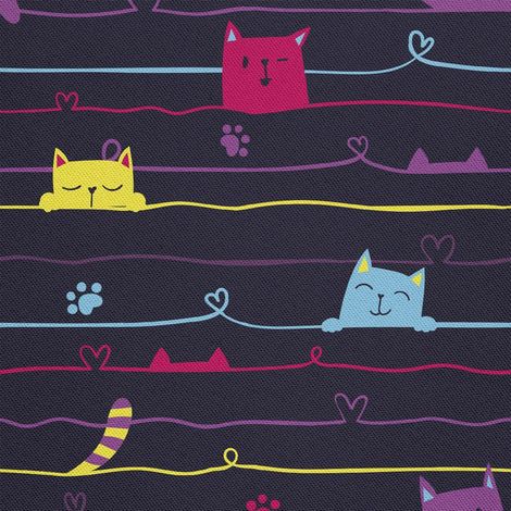 Tela decorativa para exteriores Oxford - Motivo de gatitos, líneas I DX539 (1/5)