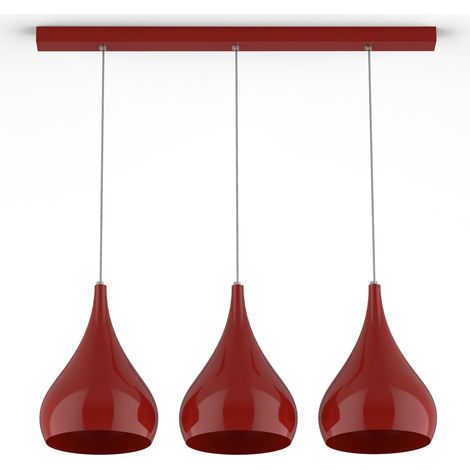 LUMICOM CALICE LINEARE Sospensione, 3x E27, max 42W, metallo, rosso lucido, Ø 20cm (1/3)