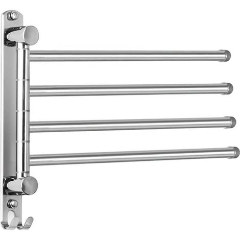 Handtuchhalter mit 4 um 180° schwenkbaren Stangen aus Edelstahl SUS304, Wandmontage, Handtuchtrockner für Bad, Küche und Waschbecken – silber (1/5)