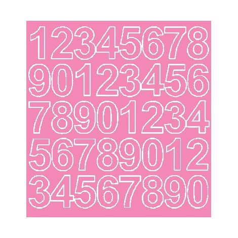 Pegatinas autoadhesivas con números de 3,5 cm, color rosa brillante.