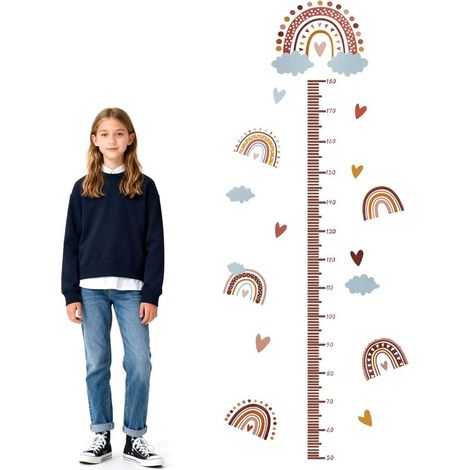 Sticker mural 3D arc-en-ciel pour chambre d'enfant, toise de mesure pour bébé et enfant, décoration murale, 180 cm (1/5)