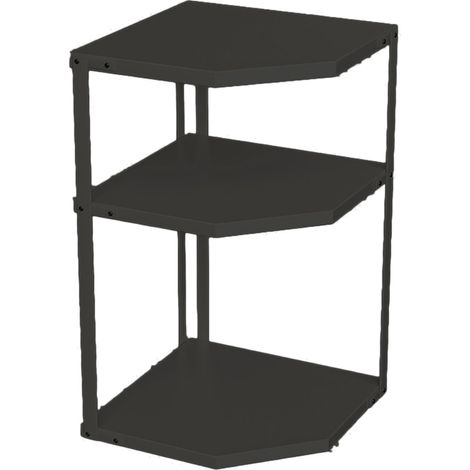 Étagère d'angle de cuisine compacte en forme d'éventail, gain de place, stable, en acier au carbone, support pour casseroles et poêles, 3 niveaux, noir, 27 x 27 x 45,5 cm (1/5)