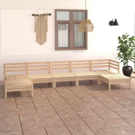Salon de jardin 7 pcs Ensemble Table et Chaise de Jardin - Bois de pin massif BV813035 - BonneVie (1/5)