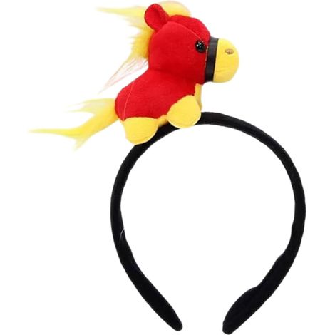 Diadema de caballo chino Tocado de peluche con diseño de dibujos animados para adultos Ideal para fiestas, maquillaje, actuaciones, espectáculos, cosplay, Navidad, vacaciones, jardines, uso diario, (1/5)