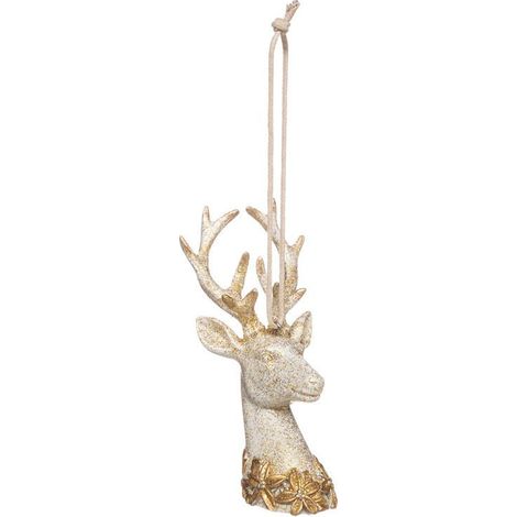 Sujet de Noël Tête de Renne "Héritage" 10cm Blanc