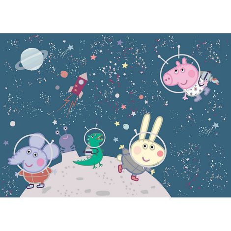 Poster intissé Peppa Pig avec sa famille dans l'espace - 155 x 110 cm (1/3)