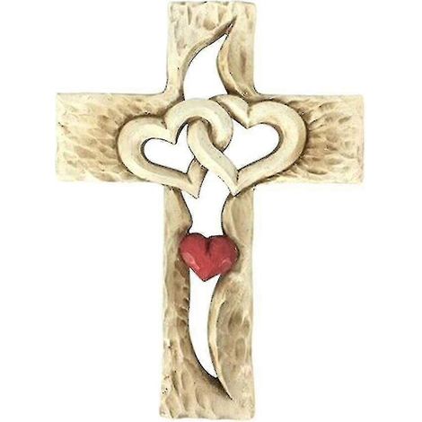 Croix en bois sculptée avec cœurs entrelacés, décoration murale orthodoxe religieuse Hmwy-jesus (1/5)