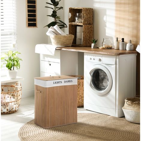 mobile contenitore 52x32x63 cm bucato bambu coperchio OKMYHOME (1/4)