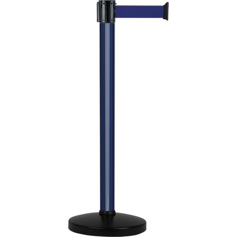 Poteau Alu Bleu laqué à sangle Bleu 3m x 50mm sur socle portable - 2010337 (1/2)