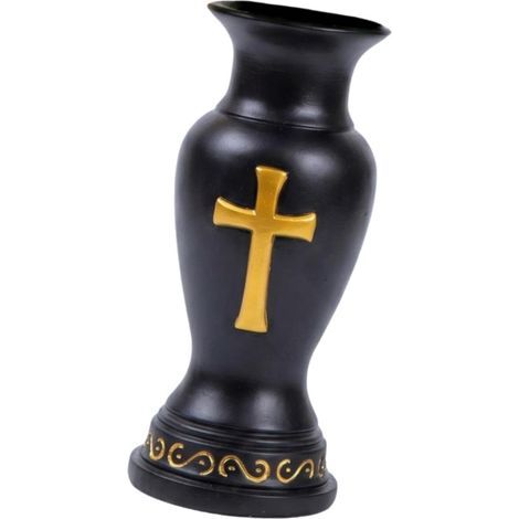 Resin Funeral Vase, Creative and Practical Mourning Vase, Waterproof Decorative Flower Holder, Cemetery Decoration, Black (1/5)