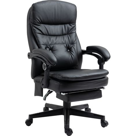 Fauteuil de bureau massant en similicuir avec prise USB, 64x69x107-115 cm, noir (1/5)