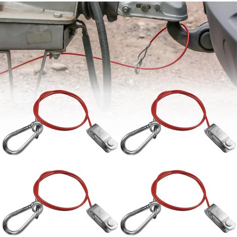 Lot de 4 câbles de traction avec tête de fourche, 1 m de câble de remorque, câble de traction de voiture, pour remorque, câble de frein, remorque, accessoires pour tous les types de remorques freinées (1/5)