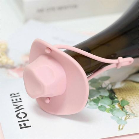 Chapeau de cowboy en silicone rose, bouchon de vin, accessoires de cuisine et de bar (1/5)