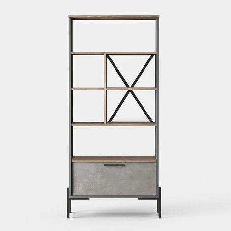 Moderne Regal-Bücherregal mit Tür und Staufach Halen