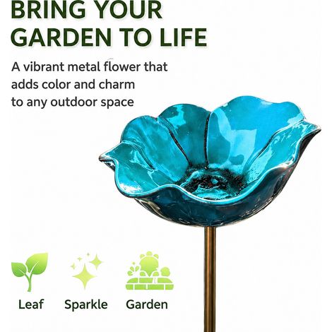 Abreuvoir à oiseaux en métal avec fleurs, moineaux de jardin faits main, abreuvoirs à oiseaux et mangeoires à insectes résistants à l'hiver, abreuvoirs à abeilles pour jardin et terrasse
