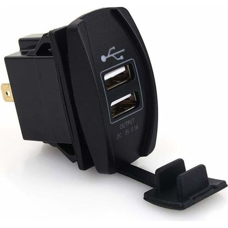 5V 3.1A Adaptateur Chargeur USB 2 Ports Universel Rapide Prise USB Moto DC 12V-24V Bleu LED pour Voiture, Moto Bateau (1/5)